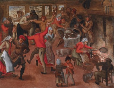 Peasant Dance in a Tavern by Marten van Cleve